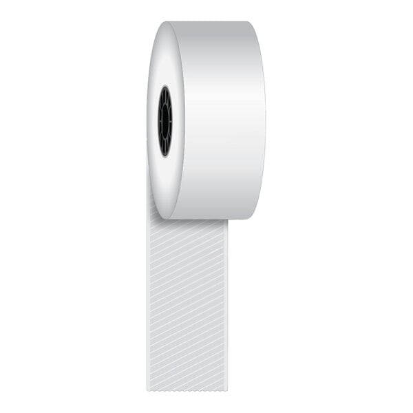 A white rectangular roll of Iconex Sticky Media Linerless Receipt Paper