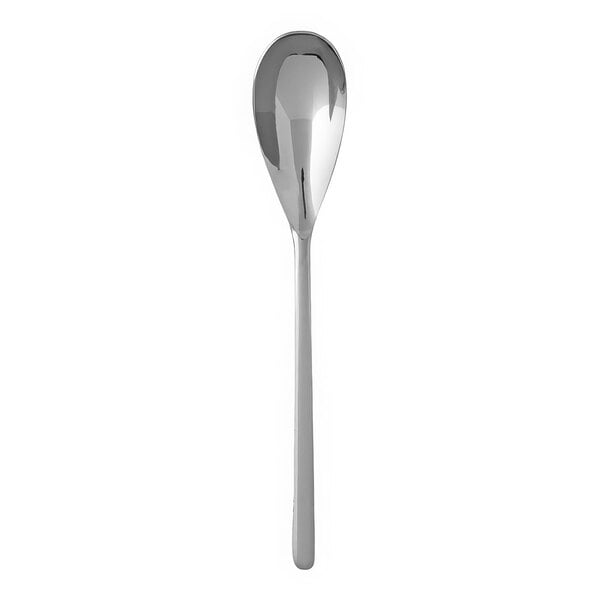 A silver Fortessa Demitasse spoon with a long handle.