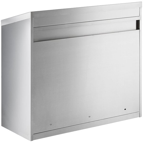 A Regency stainless steel wall cabinet with an open front.