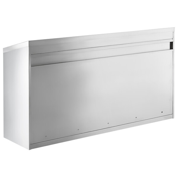 A Regency stainless steel wall cabinet with an open front.