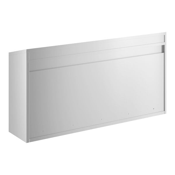 A 60-inch stainless steel open wall cabinet.