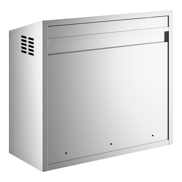 A 36-inch stainless steel wall cabinet with hinged doors.