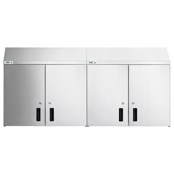 A Regency stainless steel wall cabinet with hinged doors.