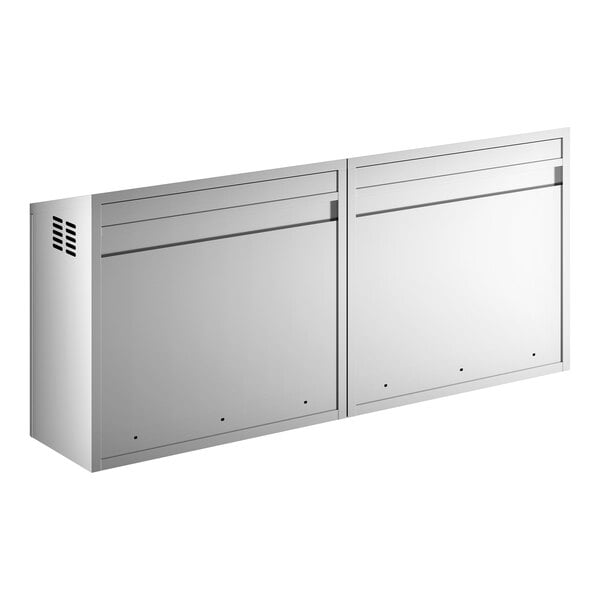 A 72-inch stainless steel wall cabinet with hinged doors.