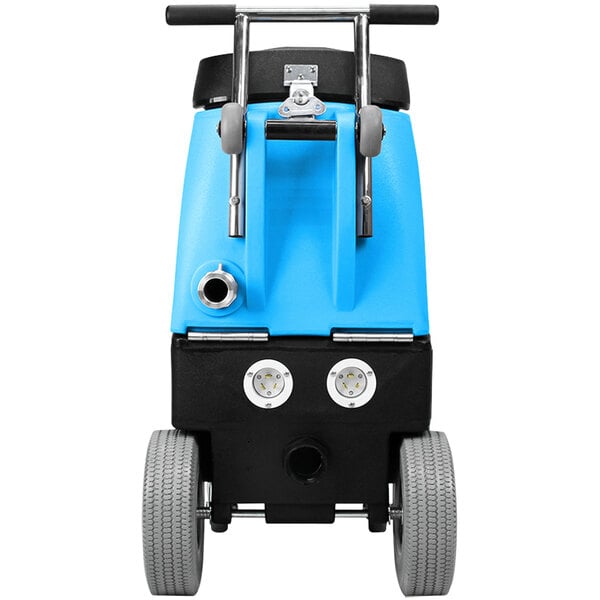 A blue and black Mytee 7000LX Flood Hog extractor with wheels.