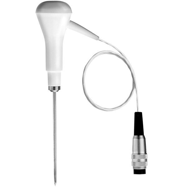 A white and silver Comark PT24L/W Type-T Penetration Probe with a cable.