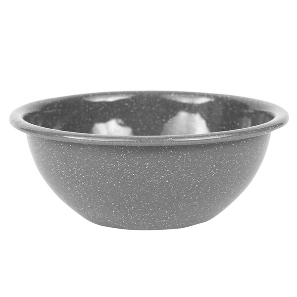 A grey speckled Crow Canyon Home Stinson enamelware bowl.