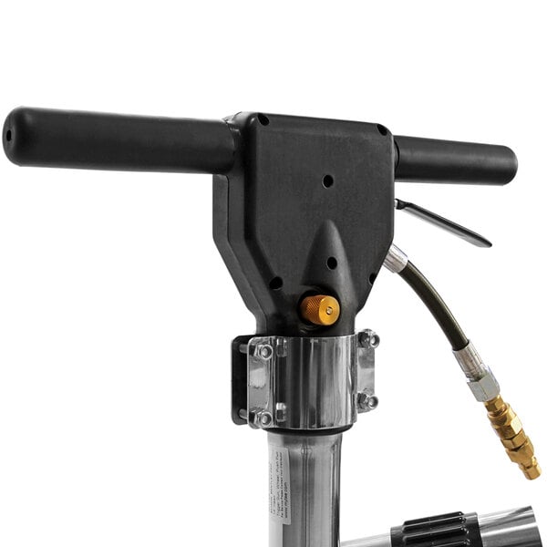 A close up of a Mytee stainless steel 4-jet wand for carpet extractors.