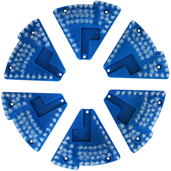 a blue triangle shaped object with white frosting