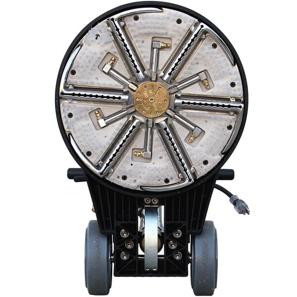 A Mytee T-REX-230 rotary carpet extractor with wheels and metal parts.