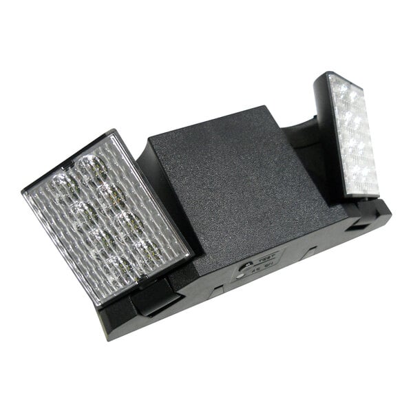 A black rectangular CLS LED emergency light with two adjustable lights.