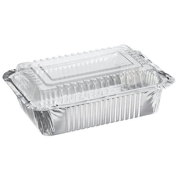 Choice 1 1/2 lb. Oblong Deep Foil Take-Out Container with Dome Lid - 50 ...