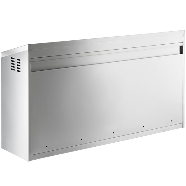 A Regency stainless steel wall cabinet with sliding doors.