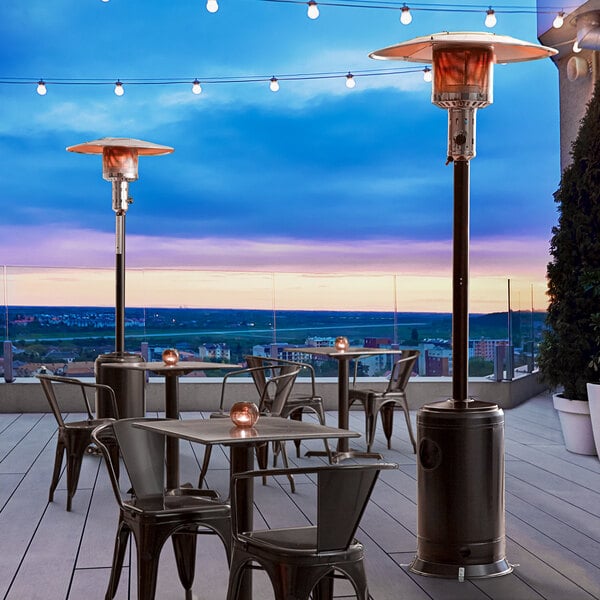 Mushroom style patio heater with cylinder stainless steel base