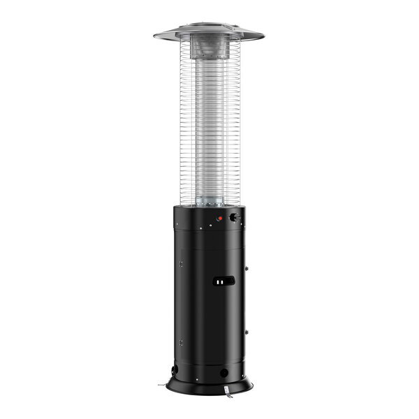 Backyard Pro Courtyard Series RNDFHBLK Black Round Portable Propane Outdoor Patio Heater with Glass Tube - 46,000 BTU