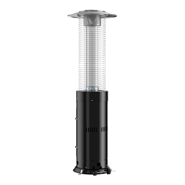 Backyard Pro Courtyard Series RNDFHBLK Black Round Portable Propane Outdoor Patio Heater with Glass Tube - 46,000 BTU