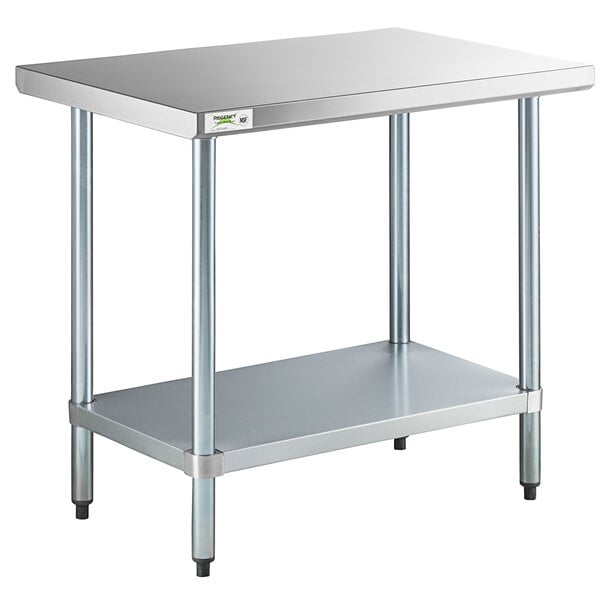 Z GRILLS 24x 24 Stainless Steel Prep Work Table,Commercial Heavy Duty Table with Galvanized Legs & Adjustable Galvanized undershelf for Hotel,Restaurant and Home 
