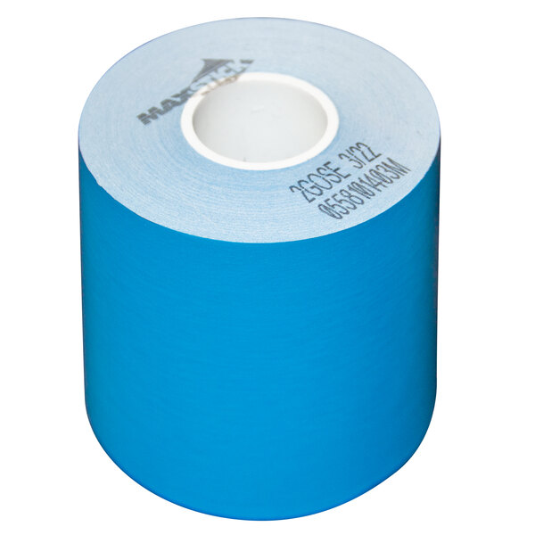 A blue roll of tape with a white center.