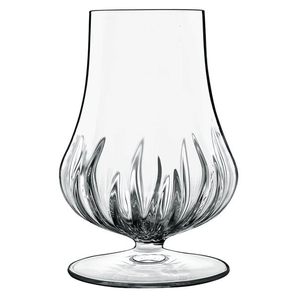 A close-up of a Luigi Bormioli Spirits Snifter with a curved design.