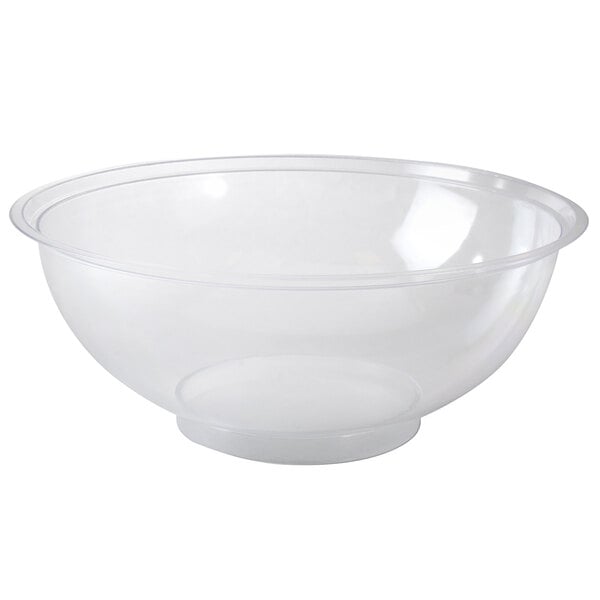 A clear plastic bowl with a clear rim.