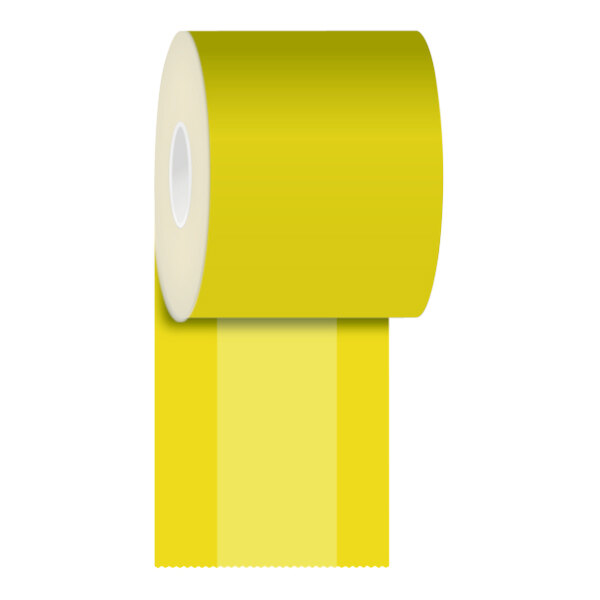 A yellow roll of Iconex MAXStick linerless paper.