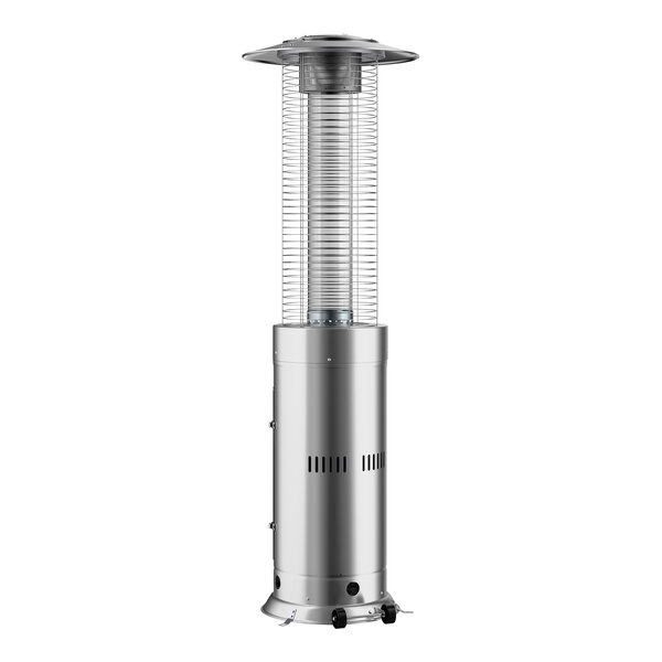 Backyard Pro Courtyard Series RNDFHSS Stainless Steel Round Portable Propane Outdoor Patio Heater with Glass Tube - 46,000 BTU