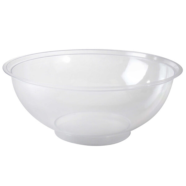 A clear plastic bowl with a clear rim.