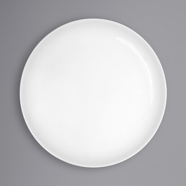 A white porcelain plate with a white rim.