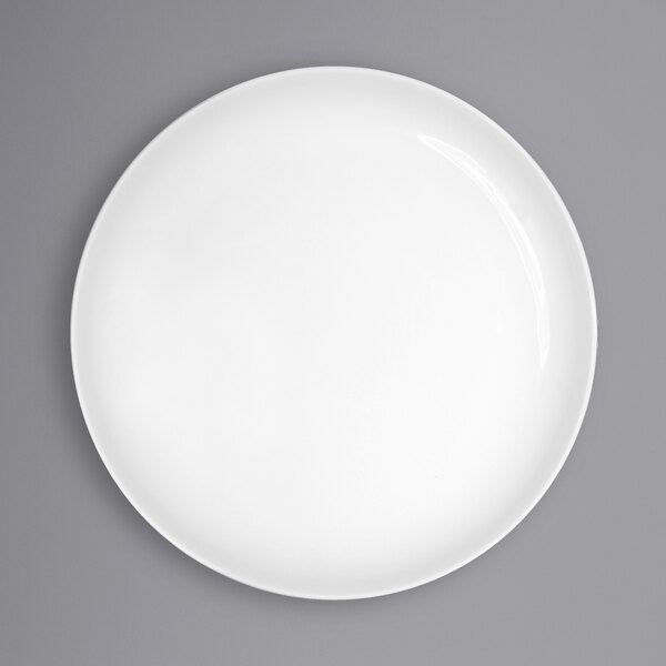 A white porcelain plate with a white rim.