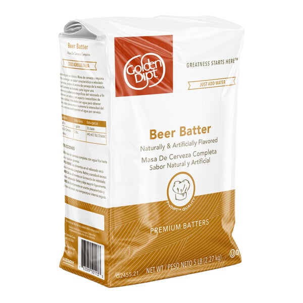 A 5-pound bag of Golden Dipt Complete Beer Batter Mix.