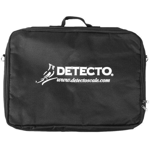 A black Cardinal Detecto carrying case with white text.