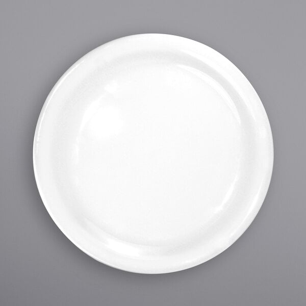A close-up of an International Tableware Brighton porcelain plate.