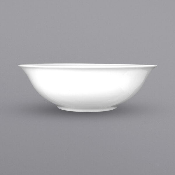 A International Tableware Bristol white porcelain deep bowl with a black border.