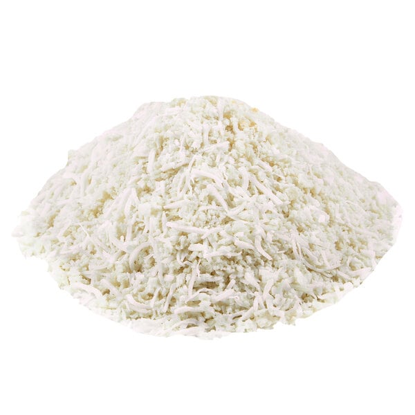 A pile of Golden Dipt Tropical Rum Coconut Breader.