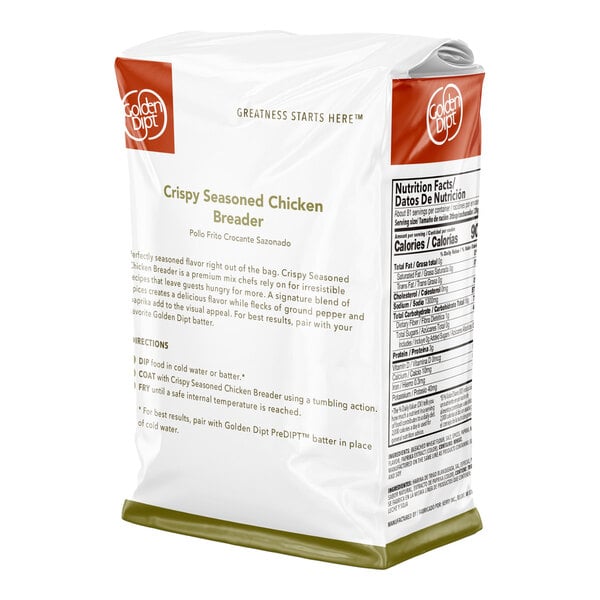 A 5 lb. bag of Golden Dipt Crispy Seasoned Chicken Breader mix.