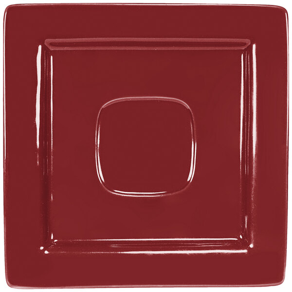 A white square porcelain saucer with a square center.