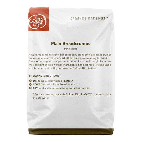 A 4 lb. bag of Golden Dipt plain bread crumbs.