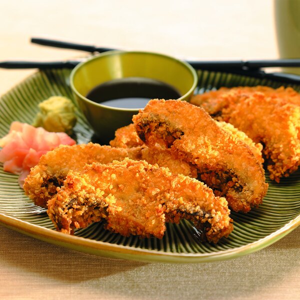 A plate of fried food with Golden Dipt Japanese-Style Panko Bread Crumbs.