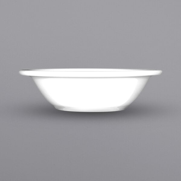 A white bowl with a rolled edge.