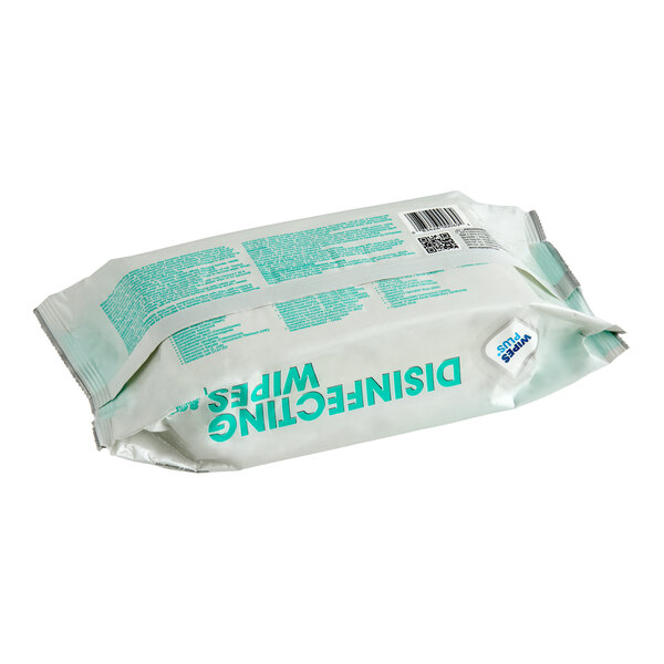 A pack of WipesPlus 8" x 7" lemon scent alcohol-free surface disinfecting wipes containing 80 single-use wipes.