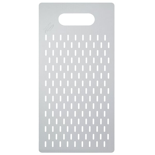 A white rectangular object with holes.