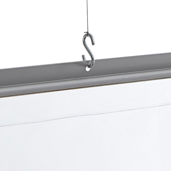 A clear American Metalcraft PVC restaurant partition hanging on a white background.