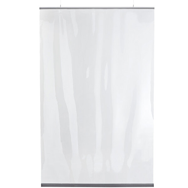 An American Metalcraft clear PVC partition with a black border and silver clips.