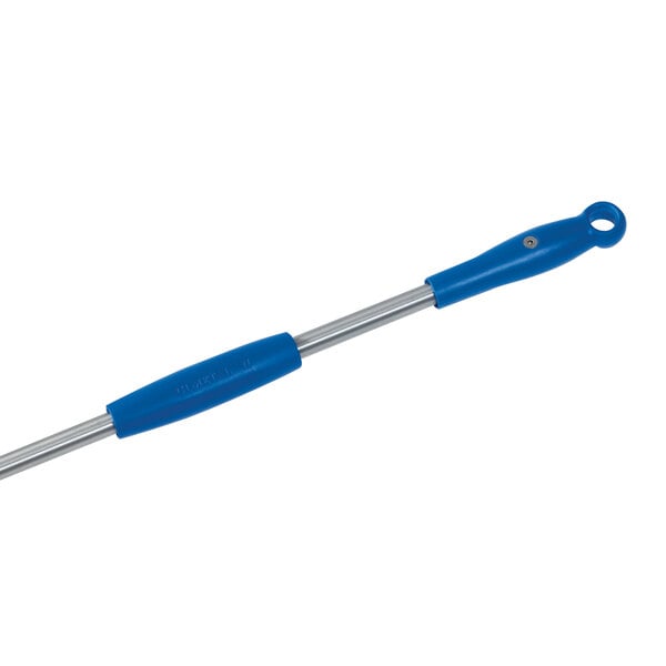 A blue and silver GI Metal stainless steel pizza peel with a blue handle.