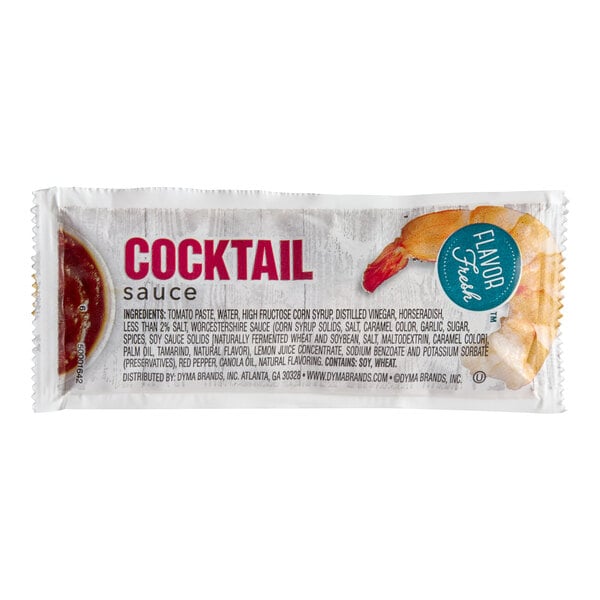 A package of Cocktail Sauce portion packets on a white background.