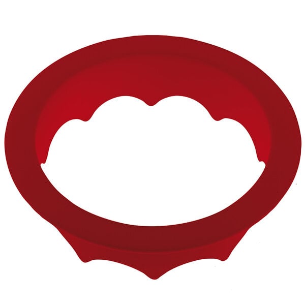 A red plastic cutter with a white background.