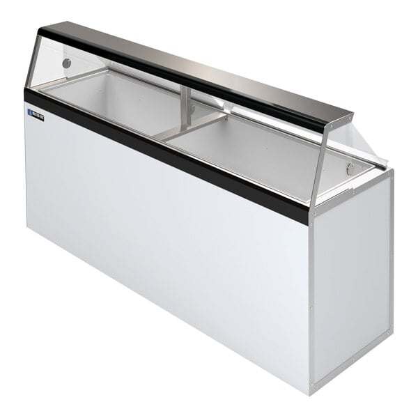 A Master-Bilt ice cream dipping cabinet with a glass top.