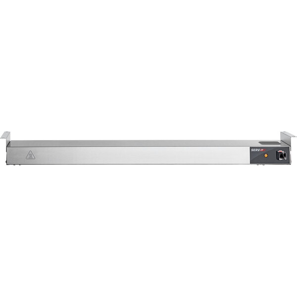 A ServIt stainless steel rectangular Strip Warmer with a toggle switch.