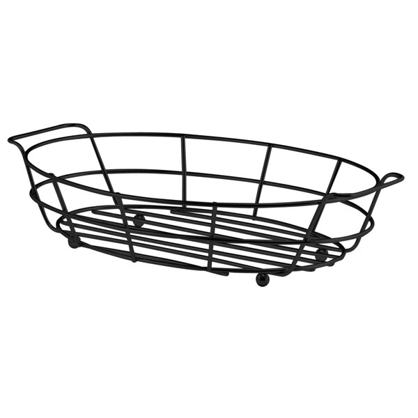 a black wire basket with wheels
