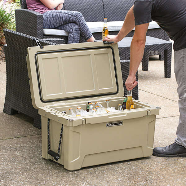 CaterGator CG65TAN Tan 65 Qt. Rotomolded Extreme Outdoor Cooler / Ice Chest